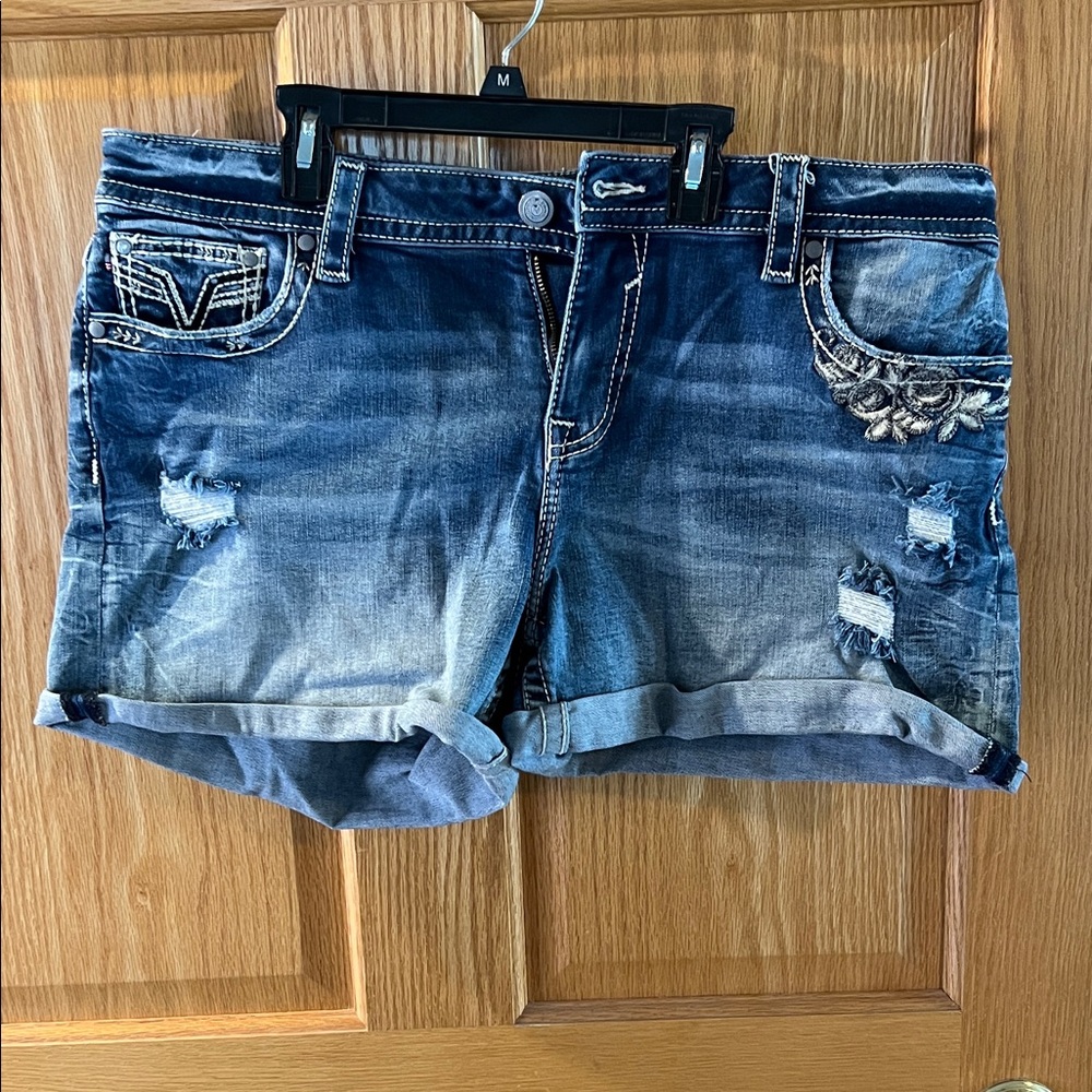 Vigoss Blue Distressed Jean Shorts